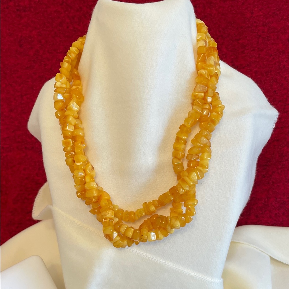 Multi-Strand Yellow Necklace Set